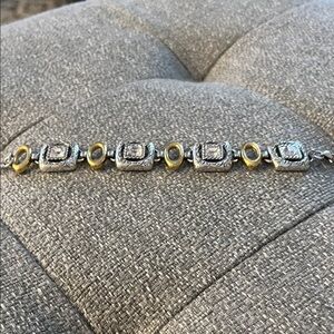 Elegant Brighton Silver and Gold Women's Bracelet with Rhinestones